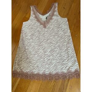 Rosemunde Billie Lace Strap Top - Ivory/Beige Zebra Print, Size Medium